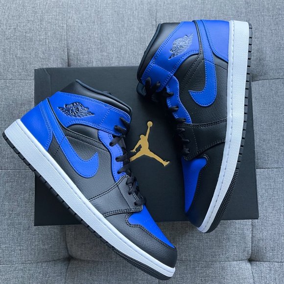 🖤💙🤍 Men's Air Jordan 1 Retro Mid black blue - Picture 2 of 4